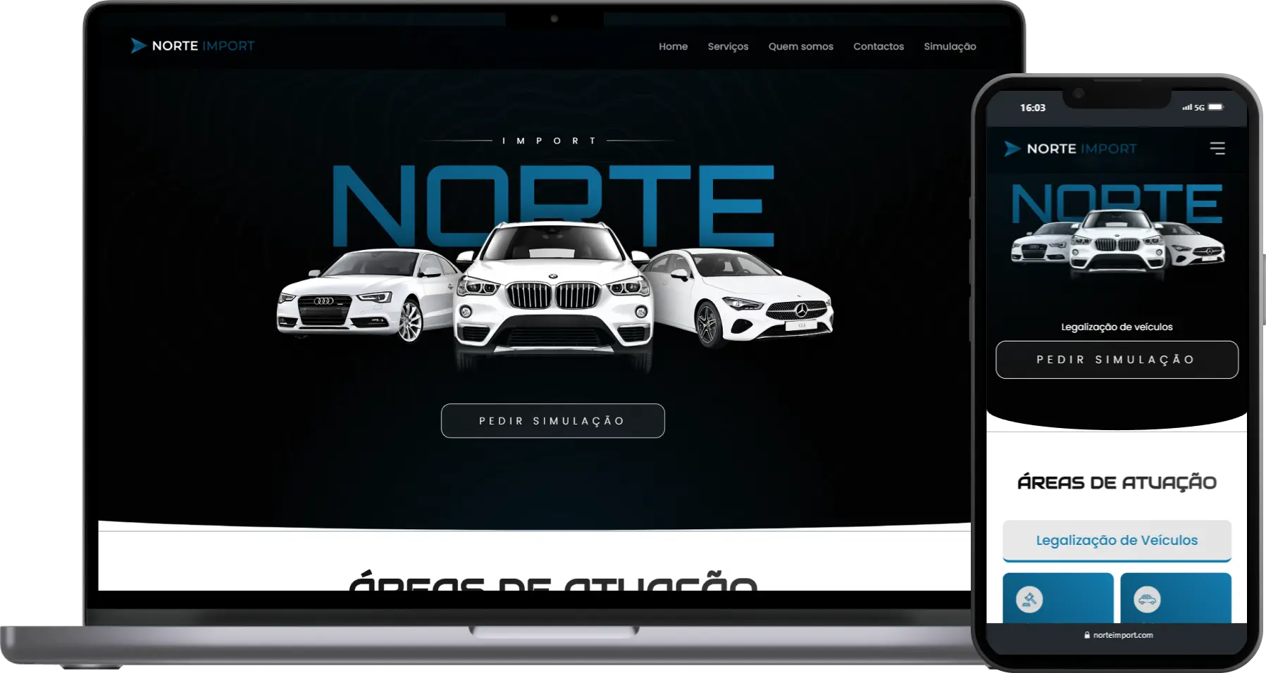 mockup site Norte Imports